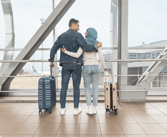 Couple in an airport
